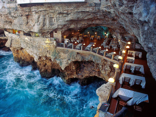 лучший ресторан Италии, знаменитые рестораны Италии, пещерный ресторан, grotta palazzese
