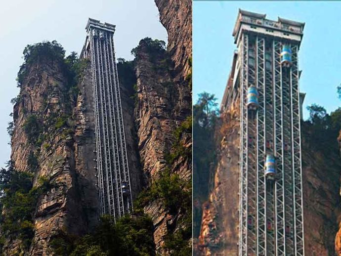 Лифт ста драконов в Китае, самый высокий лифт в мире, лифт байлун